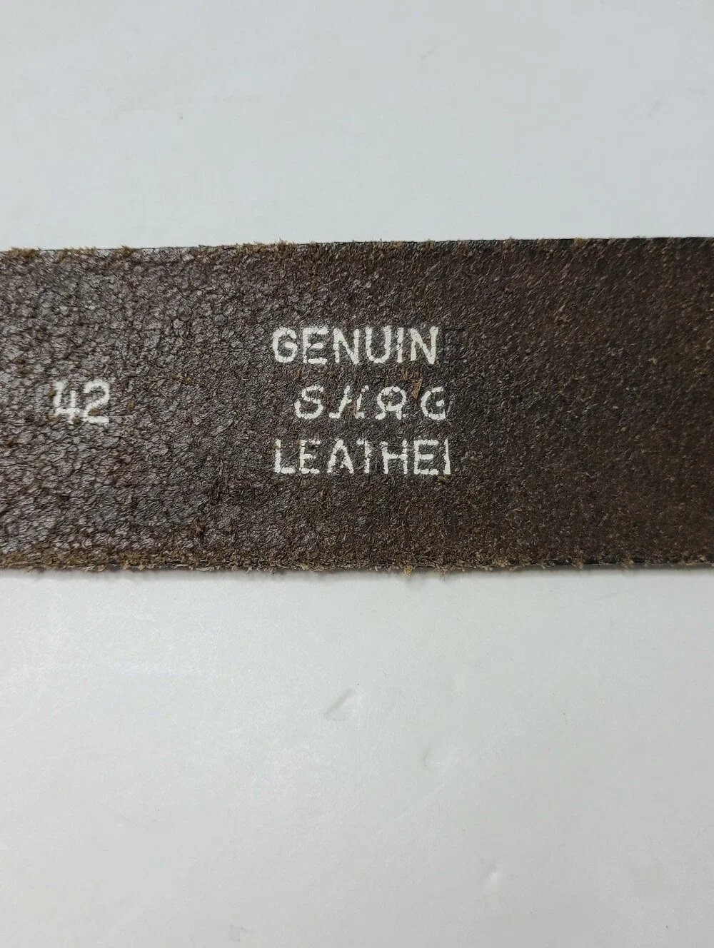 Vintage Cadillac V-12 Bay State Buckle Brown Distressed Genuine Leather Belt